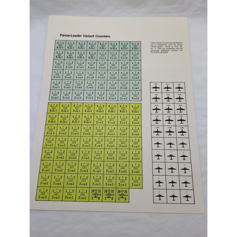 Avalon Hill The General PanzerLeader Variant Counters